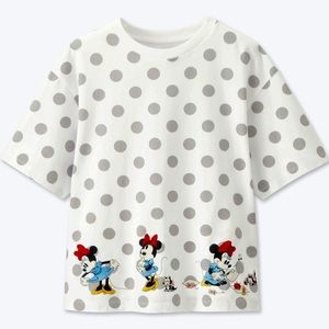Uniqlo Disney Polka Dots Cropped Tee Shirt